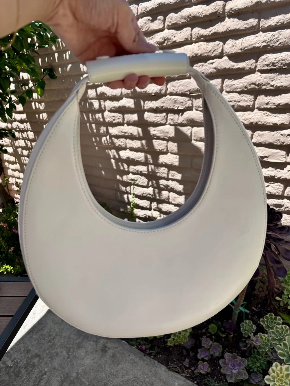 STAUD Moon Bag in Cream